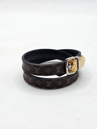 Louis Vuitton Brown 'Fasten Your LV' Monogram Wrap Bracelet