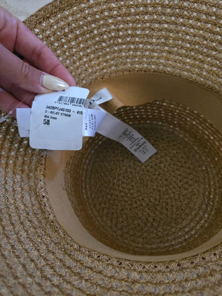 Christian Dior Beige Straw logo embellished sun hat 58 sz