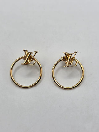 Louis Vuitton Gold-tone LV Logo Eclipse Earrings