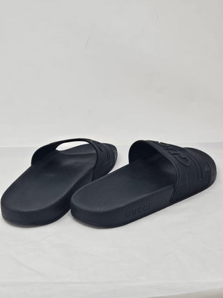 Gucci Black rubber GGbsignature logo printed sandals 40 sz