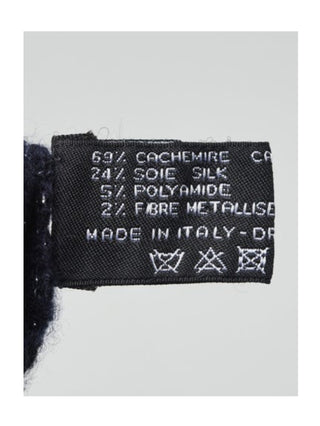 Chanel Dark Blue Metallic Cashmere Silk Knit CC Gloves
