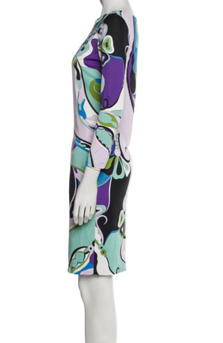 Emilio Pucci Blue Printed Knee-Length Dress S sz