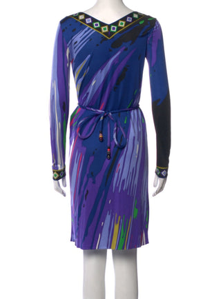 Emilio Pucci Purple Multicolor long-sleeved printed dress 40 sz