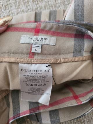Burberry London Brown Multicolor Plaid Print Wool pleated skirt S sz