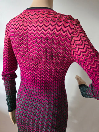 Missoni Red Multicolor long-sleeved striped dress 38 sz