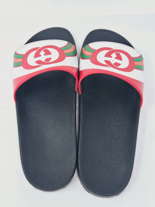 Gucci Red multicolor signature GG logo rubber sandals 40 sz
