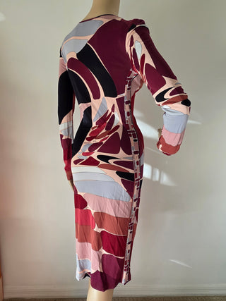 Emilio Pucci Brown Res Printed Midi Length Dress 40 sz