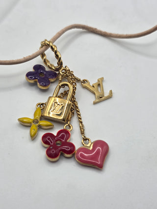 Louis Vuitton Gold-tone Sweet Monogram Enamel LV Charms Pendant Necklace