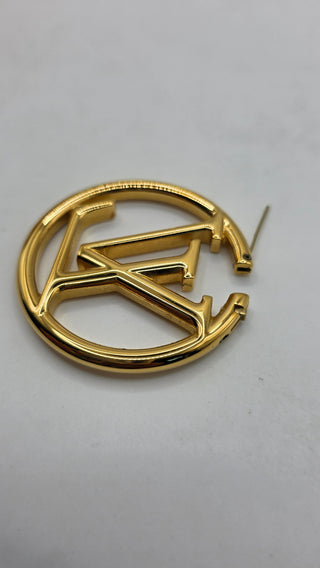 Louis Vuitton Gold-tone LV Logo Louise Hoop GM Earrings