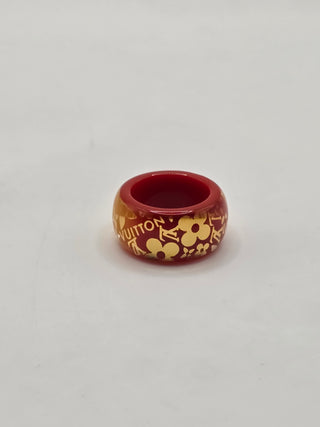 Louis Vuitton Red Gold Le Tropical Inclusion LV Charm Ring 4.75 sz