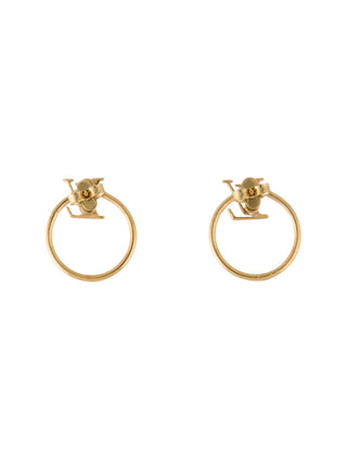 Louis Vuitton Gold-tone LV Logo Eclipse Earrings