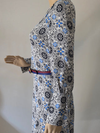 Louis Vuitton Black multicolor LV Monogram 2016 Midi Belted Dress XS | US2, FR34