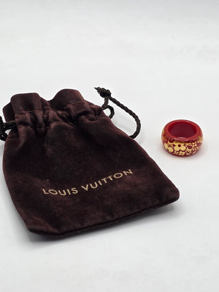 Louis Vuitton Red Gold Le Tropical Inclusion LV Charm Ring 4.75 sz