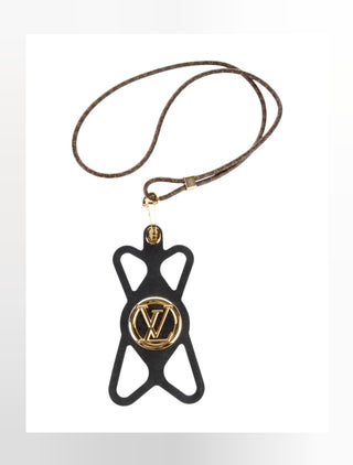 Louis Vuitton Brown leather LV Monogram Louise Phone Holder