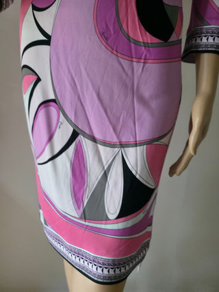Emilio Pucci Purple Multicolor long-sleeved printed summer dress S sz