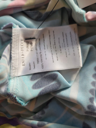 Emilio Pucci Blue Multicolor Signature Print Summer Dress S sz