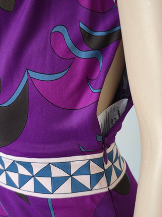 Emilio Pucci Purple Multicolor Signature Print Summer Dress 4 sz
