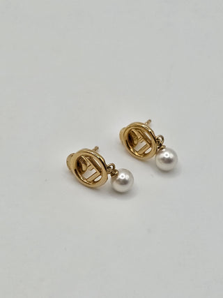 Fendi Gold-tone Faux Pearl F Is Fendi Earrings