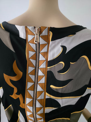 Emilio Pucci Brown Multicolor Signature Printed Mini Dress