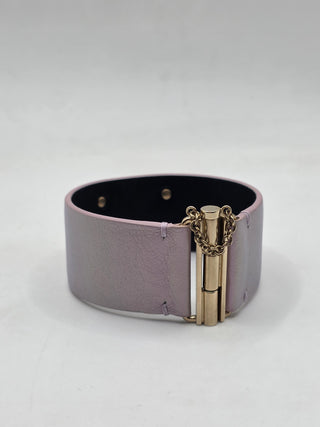 Chanel Metallic Purple Leather Interlocking CC Wrap Bracelet