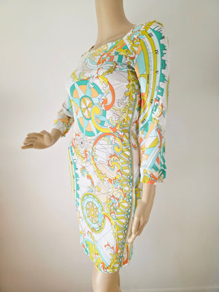 Emilio Pucci Multicolor Printed long-sleeved summer dress 38 sz