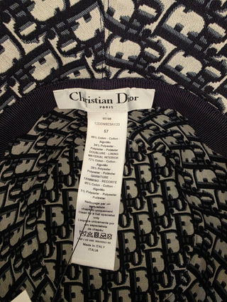 Christian Dior Navy Blue Logo Embroidered Canvas Bucket Hat M sz