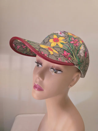 Gucci Beige GG Monogram floral Baseball Cap M sz