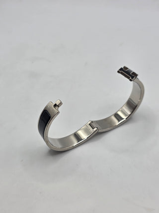 Hermes Black Enamel Palladium Plated Clic-H Narrow PM Bracelet