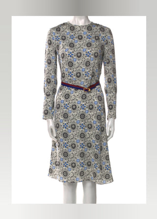 Louis Vuitton Black multicolor LV Monogram 2016 Midi Belted Dress XS | US2, FR34