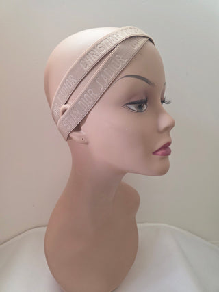Christian Dior Beige Elastic J'Adior Monogram Headband