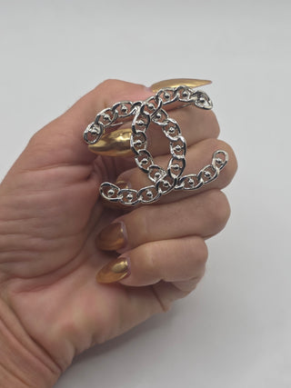 Chanel Silver-tone 2022 CC Chain Link Brooch