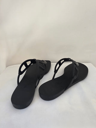Hermès Black Egerie Chaîne d'Ancre Insignia Slides 38 sz