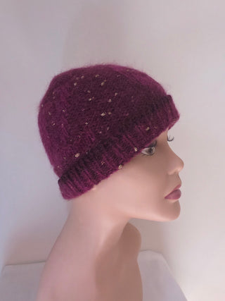Louis Vuitton Burgundy LV Monogram Glitter Sequins Knit Beanie One size
