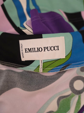 Emilio Pucci Purple Multicolor Signature Print long-sleeved dress 10 sz