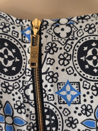 Louis Vuitton Black multicolor LV Monogram 2016 Midi Belted Dress XS | US2, FR34