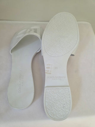 Dolce & Gabbana white rubber DG logo cutout sandals 39 sz