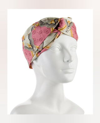 Gucci Beige pink multicolor GG Patterned Headband M sz