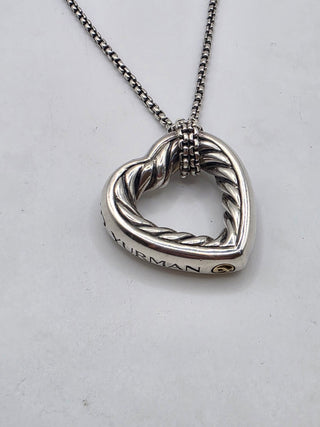 David Yurman Two-Tone Cable Heart Pendant Necklace