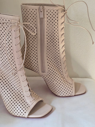 Christian Louboutin Beige perforated leather Gladiator boots 39.5 sz