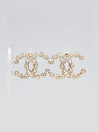 Chanel Gold Metal Multicolor Crystal CC Stud Earrings