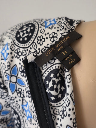 Louis Vuitton Black multicolor LV Monogram 2016 Midi Belted Dress XS | US2, FR34