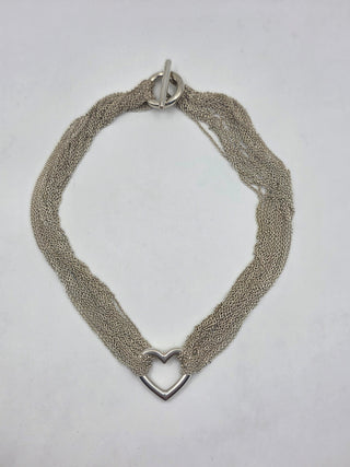 Tiffany & Co. Sterling Silver Heart Multi Strand Toggle Necklace