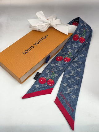 Louis Vuitton Blue LV X TM Silk Monogram Cerises Bandeau Denim