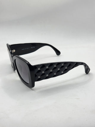 Chanel Black Interlocking CC Logo Square Sunglasses