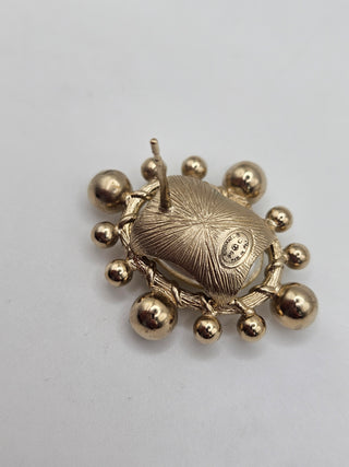 Chanel Golf-tone Pearl Strass Interlocking CC Stud Earrings