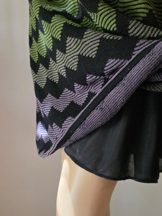 M Missoni Green multicolor Striped V-neck Mini Dress 8 US