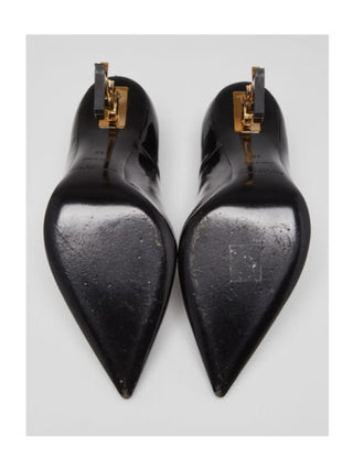 Yves Saint Laurent Black Patent Leather Opyum Monogramme Heels 40 sz