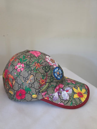 Gucci Beige GG Monogram floral Baseball Cap M sz