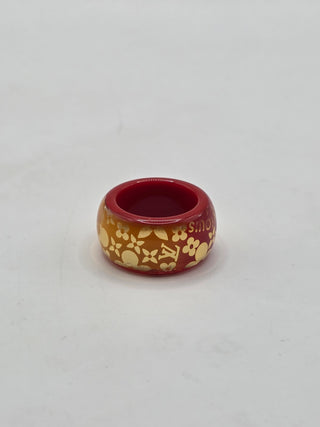 Louis Vuitton Red Gold Le Tropical Inclusion LV Charm Ring 4.75 sz
