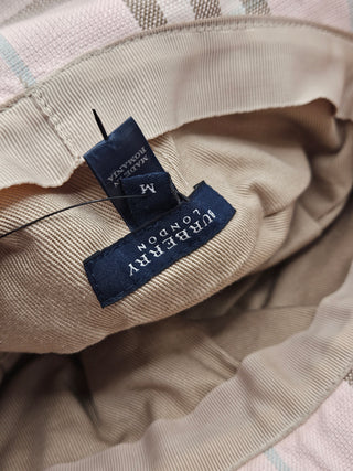 Burberry London Pink Beige Nova Check Plaid Print Canvas Bucket Hat M sz